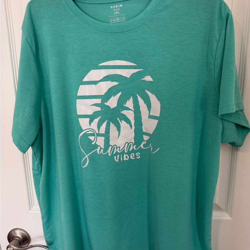 SHEIN Teal Curve 2XL Jersey Top